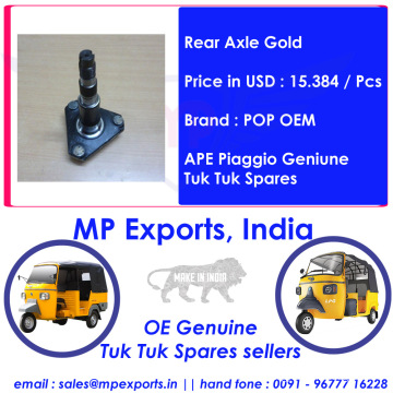 Ape Tuk Tuk Spares Rear Axle Gold